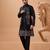 Black viscose silk premium thread with sequins embroidered work wedding festival party wear straight kurta with jacket