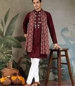 Maroon pure viscose real mirror with jari weaving work wedding festival party wear straight kurta with dupatta