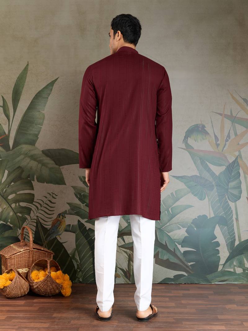 Maroon pure viscose real mirror with jari weaving work wedding festival party wear straight kurta with dupatta