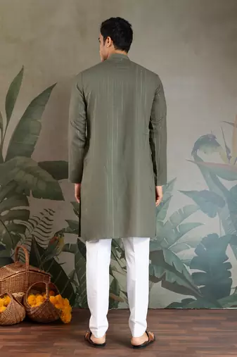 Olive green pure viscose real mirror with jari weaving work wedding festival party wear straight kurta with dupatta