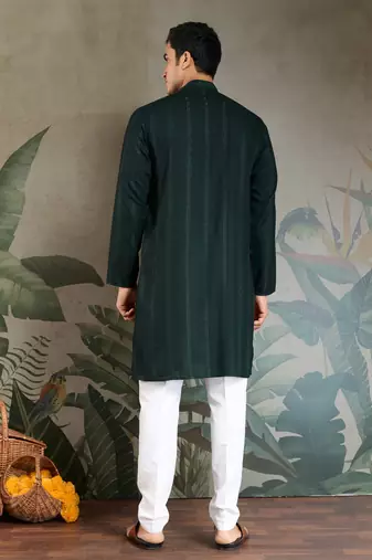 GREEN PURE VISCOSE REAL MIRROR WITH JARI WEAVING WORK WEDDING FESTIVAL PARTY WEAR STRAIGHT KURTA WITH DUPATTA