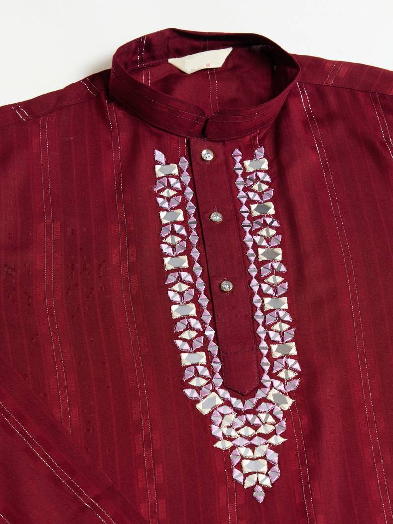 Red pure viscose real mirror with jari weaving work wedding festival party wear straight kurta with dupatta