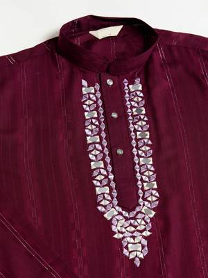 PURPLE PURE VISCOSE REAL MIRROR WITH JARI WEAVING WORK WEDDING FESTIVAL PARTY WEAR STRAIGHT KURTA WITH DUPATTA 5