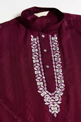 PURPLE PURE VISCOSE REAL MIRROR WITH JARI WEAVING WORK WEDDING FESTIVAL PARTY WEAR STRAIGHT KURTA WITH DUPATTA
