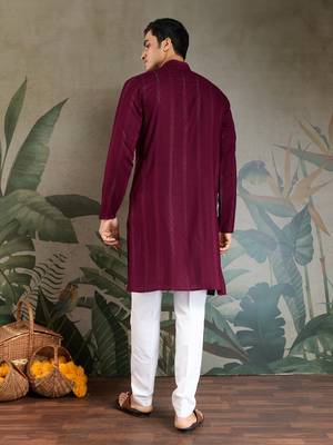 PURPLE PURE VISCOSE REAL MIRROR WITH JARI WEAVING WORK WEDDING FESTIVAL PARTY WEAR STRAIGHT KURTA WITH DUPATTA 6