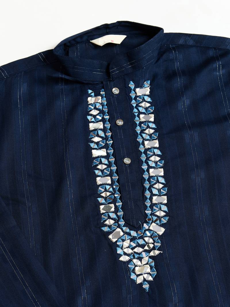 Navy blue green pure viscose real mirror with jari weaving work wedding festival party wear straight kurta with dupatta