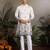 White viscose silk thread & sequins embroidered work wedding festival marriage party wear straight mens kurta