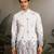White viscose silk thread & sequins embroidered work wedding festival marriage party wear straight mens kurta