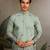 Pista green viscose silk thread & sequins embroidered work wedding festival marriage party wear straight mens kurta