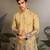 Yellow viscose silk thread & sequins embroidered work wedding festival marriage party wear straight mens kurta
