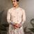 Beige viscose silk thread & sequins embroidered work wedding festival marriage party wear straight mens kurta