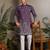 Purple viscose silk thread & sequins embroidered work wedding festival marriage party wear straight mens kurta