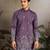 Purple viscose silk thread & sequins embroidered work wedding festival marriage party wear straight mens kurta