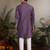 Purple viscose silk thread & sequins embroidered work wedding festival marriage party wear straight mens kurta