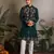 GREEN VISCOSE SILK REAL MIRROR WITH THREAD & SEQUINS EMBROIDERED WORK WEDDING FESTIVAL PARTY WEAR STRAIGHT MENS KURTA