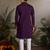 Purple viscose silk real mirror with thread & sequins embroidered work festival marriage party wear straight mens kurta