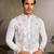 White viscose silk real mirror with thread & sequins embroidered work festival marriage party wear straight mens kurta