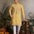 Yellow viscose silk real mirror with thread & sequins embroidered work festival marriage party wear straight mens kurta