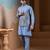 Sky blue silk premium thread & sequins embroidered work wedding festival party wear straight kurta with jacke and pant