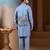 Sky blue silk premium thread & sequins embroidered work wedding festival party wear straight kurta with jacke and pant