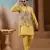 YELLOW SILK PREMIUM THREAD & SEQUINS EMBROIDERED WORK WEDDING FESTIVAL PARTY WEAR STRAIGHT KURTA WITH JACKE AND PANT