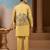 Yellow silk premium thread & sequins embroidered work wedding festival party wear straight kurta with jacke and pant