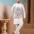 White silk premium thread & sequins embroidered work wedding festival party wear straight kurta with jacke and pant