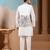 White silk premium thread & sequins embroidered work wedding festival party wear straight kurta with jacke and pant