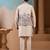 Beige silk premium thread & sequins embroidered work wedding festival party wear straight kurta with jacke and pant