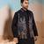 Black silk premium thread & sequins embroidered work wedding festival party wear straight kurta with jacke and pant