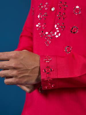 RANI VISCOSE SILK REAL MIRROR WITH THREAD EMBROIDERED WORK FESTIVAL MARRIAGE PARTY WEAR STRAIGHT MENS KURTA WITH PANT 5