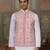 White pink silk real mirror with thread embroidered work wedding festival party wear straight kurta with jacke and pant