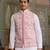White pink silk real mirror with thread embroidered work wedding festival party wear straight kurta with jacke and pant