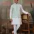WHITE GREEN SILK REAL MIRROR WITH THREAD EMBROIDERED WORK WEDDING FESTIVAL PARTY WEAR STRAIGHT KURTA WITH JACKE AND PANT