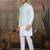 White green silk real mirror with thread embroidered work wedding festival party wear straight kurta with jacke and pant