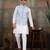 White blue silk real mirror with thread embroidered work wedding festival party wear straight kurta with jacke and pant