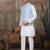 White blue silk real mirror with thread embroidered work wedding festival party wear straight kurta with jacke and pant