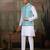 White turquoise silk real mirror with thread embroidered work festival party wear straight kurta with jacke and pant