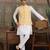 White yellow silk real mirror with thread embroidered work festival party wear straight kurta with jacke and pant