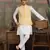 WHITE YELLOW SILK REAL MIRROR WITH THREAD EMBROIDERED WORK FESTIVAL PARTY WEAR STRAIGHT KURTA WITH JACKE AND PANT