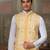White yellow silk real mirror with thread embroidered work festival party wear straight kurta with jacke and pant
