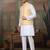 White yellow silk real mirror with thread embroidered work festival party wear straight kurta with jacke and pant