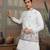 White silk premium thread & sequins embroidered work wedding festival party wear straight kurta with jacke and pant