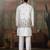 White silk premium thread & sequins embroidered work wedding festival party wear straight kurta with jacke and pant