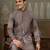 Grey silk premium thread & sequins embroidered work wedding festival party wear straight kurta with jacke and pant
