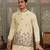 Light yellow silk premium thread & sequins embroidered work festival party wear straight kurta with jacke and pant