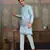 SKY BLUE SILK PREMIUM THREAD & SEQUINS EMBROIDERED WORK WEDDING FESTIVAL PARTY WEAR STRAIGHT KURTA WITH JACKE AND PANT