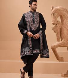 BLACK VISCOSE SILK THREAD & SEQUINS EMBROIDERED WORK FUNCTION FESTIVAL MARRIAGE PARTY WEAR STRAIGHT KURTA PANT DUPATTA