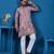 Dusty pink viscose silk thread & sequins embroidered work festival marriage function party wear straight mens kurta