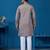 Grey viscose silk thread & sequins embroidered work wedding festival marriage function party wear straight mens kurta